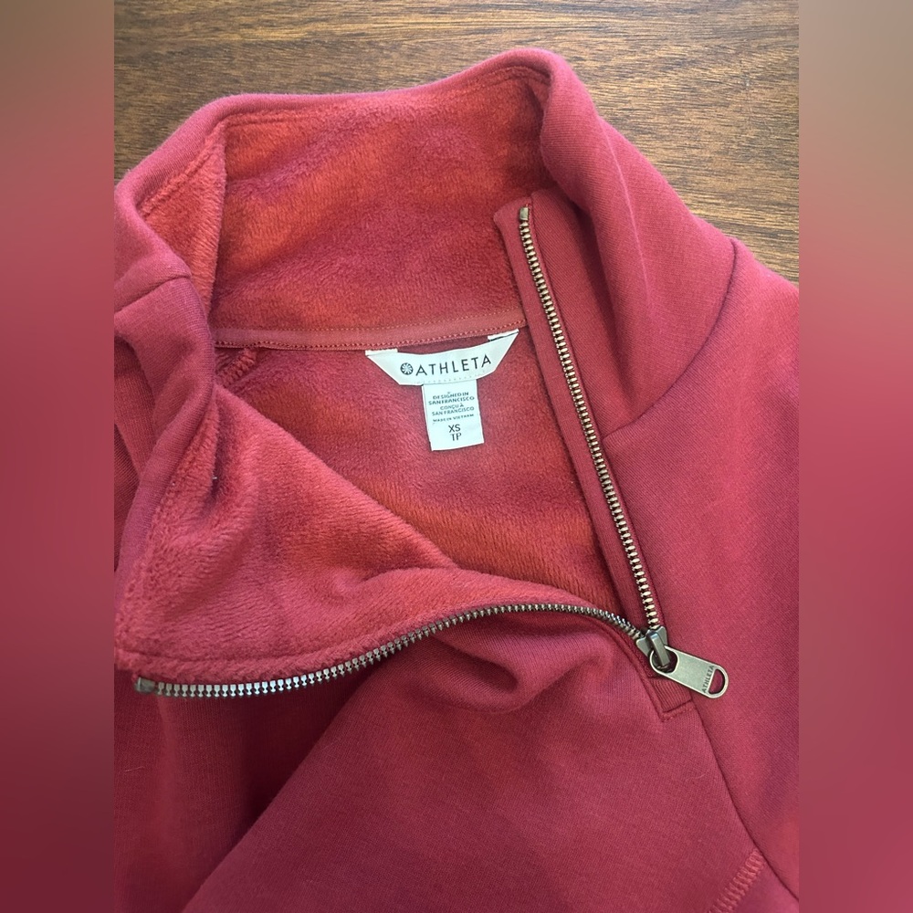 Athleta Rose-Red Half-Zip Pullover Sweatshirt - image 4
